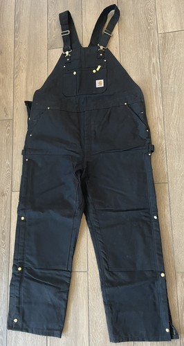 Carhartt Bibs RN# 14806 R41 Black 46 X 33 Overalls Quilted