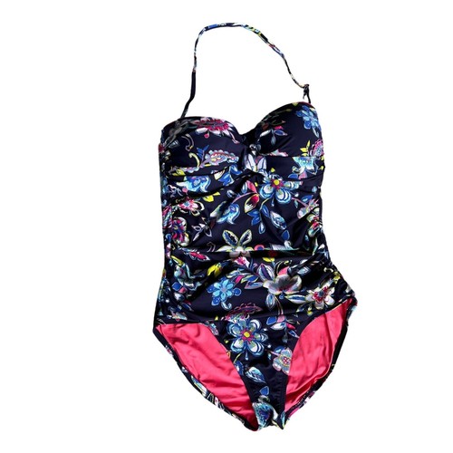 Anna Cole Twist Front Shirred Floral One-Piece Swimsuit Size M - Picture 3 of 12