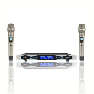 2CH UHF Handheld Wireless Microphones System 2 Channel Frequency Karaoke Mics