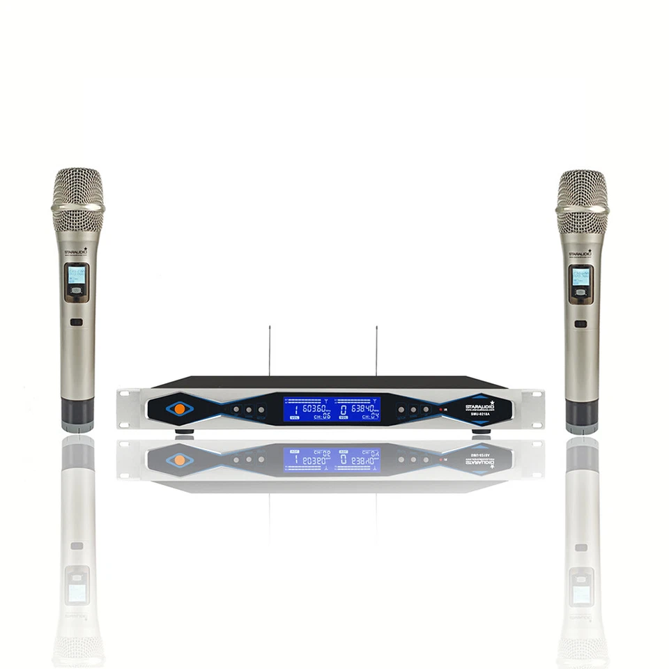 2CH UHF Handheld Wireless Microphones System 2 Channel Frequency Karaoke DJ Mics - Image 2 of 4