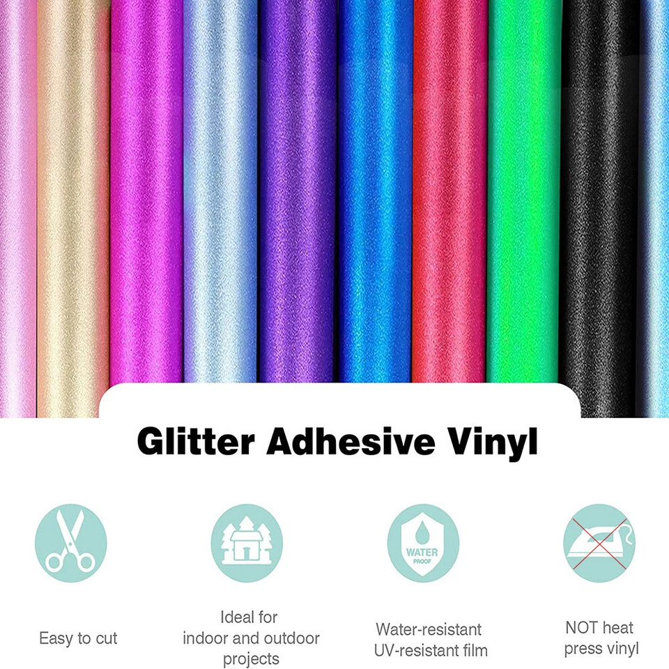 Glitter Adhesive Craft Permanent Vinyl Making Signs Film for Mug Metal Decor DIY - Image 3 of 4