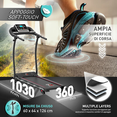 Tapis Roulant Elettrico Pieghevole Con Smartwatch - Bluetooth, Velocit&agrave; 1-10 Km/h, App