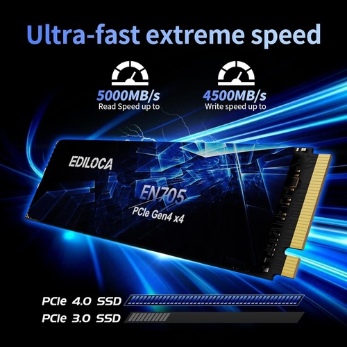 Ediloca M.2 NVMe SSD 1TB 2TB 4TB PCIe4.0 PS5 SSD Hard Drive For PS5 PC Lot - Picture 13 of 13