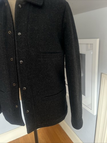J. CREW Jacket Mens Small Wool Sherpa Lined Coat Gray Skiff Thermal Insulated - Picture 3 of 9