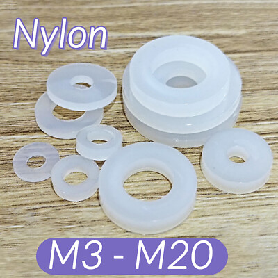 #ad M3 M20 Plastic Nylon Flat Spacer Washer Insulation Gasket Ring For Screw Bolt $254.38