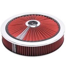 Edelbrock 43660 Pro-Flo 14" Air Cleaner Assy w/Hi-Flow Top Red 3" Filter Chrome