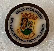 St. Andrews Scotland Old Course White Gold Tone Ball Marker