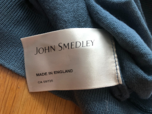 JOHN SMEDLEY MAGLIONE UOMO BLU CHIARO ISOLA MARE COTONE MANICA LUNGA MEDIO - Foto 12 di 13
