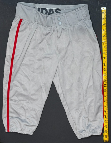 Adidas, Icon Pro Knicker Baseballhose, grau/rot paspeliert. Jugend groß - Bild 2 von 5