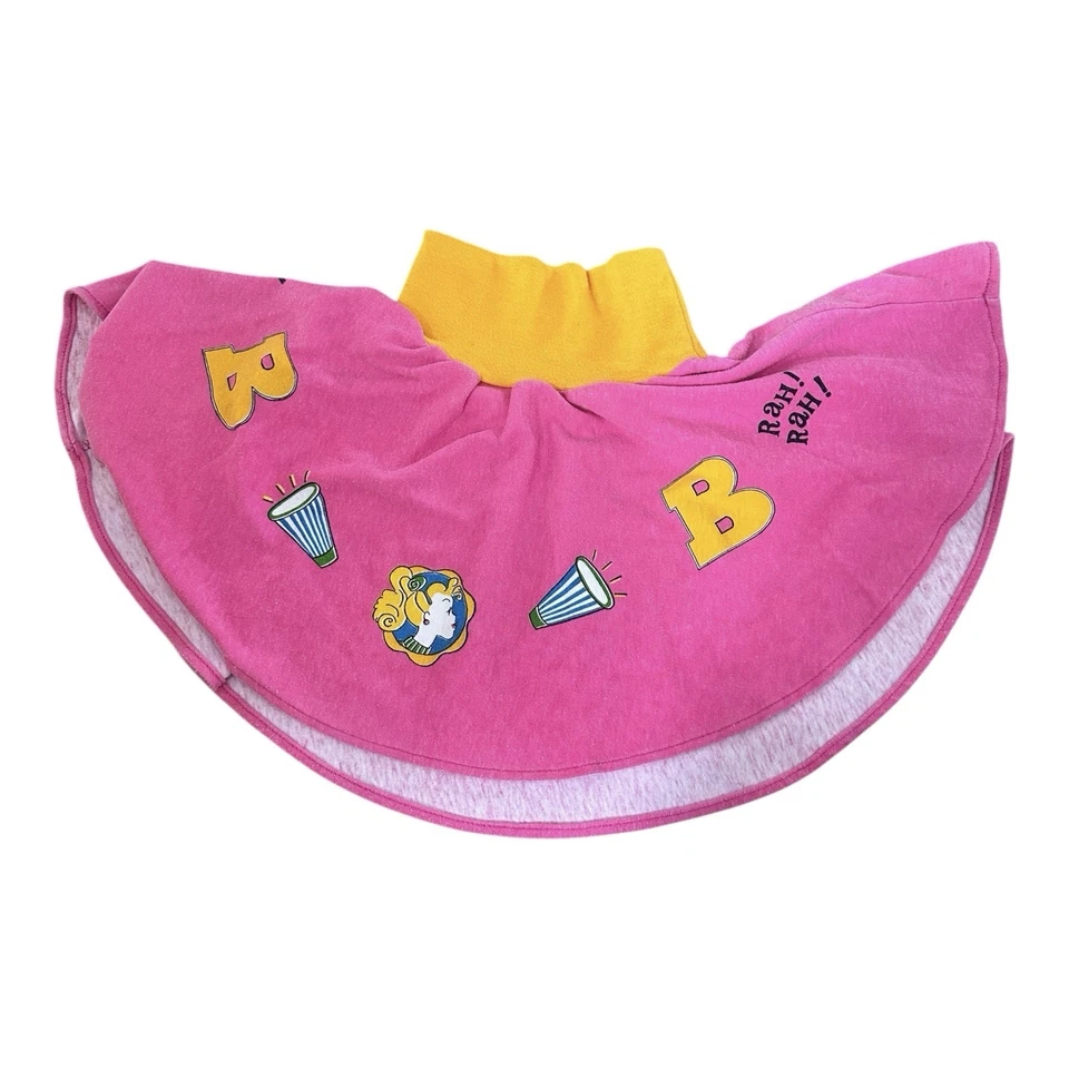 De Colección Barbie para Niñas Falda Animadora Años 80 Rosa Amarillo Gráfico 5/6 Rah Rah Retro Foto 4 de 4