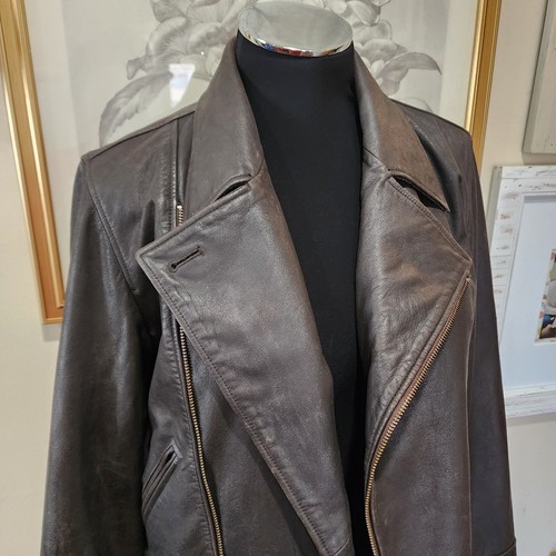 Ralph Lauren Leather Moto Jacket Motorcycle Brown Vtg Frontier Women’s Medium - Picture 4 of 12