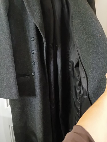 Vth Harve Benard Damen 100 % Wolle lange Jacke Mantel, 12 anthrazit Fischgrätmuster  - Bild 6 von 8