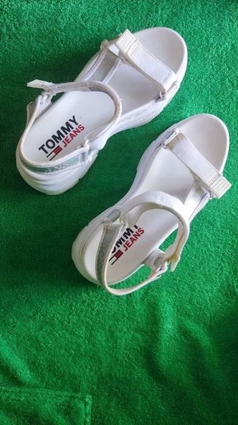 Women Tommy Jeans Sandals White Faux Leather 39