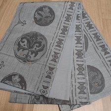 Gray patterned bag obi, complete, pure silk