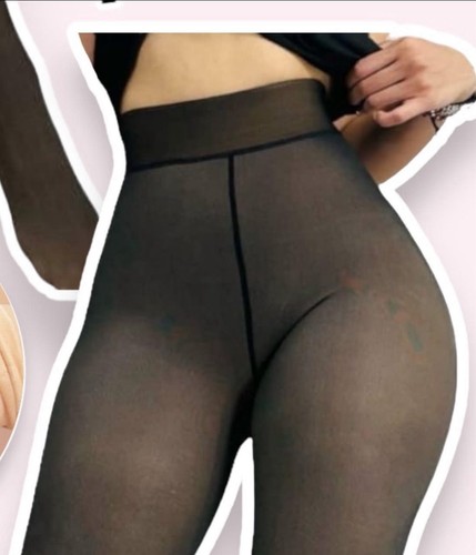 Fleece gefütterte Strumpfhose Damen Übergröße durchsichtig Fleece Strumpfhose Winter warm USA - Bild 15 von 16