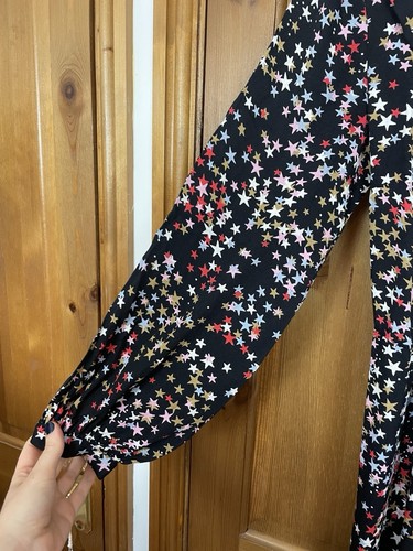 M&S X Ghost Wrap Dress Star Print Midi Tea Frill Collar Size 10 Pretty Wedding - Picture 6 of 14
