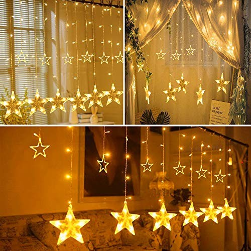TOFU Star Curtain Lights 108 Led 12 Stars Remote Window String Lights Plug in - Picture 2 of 9