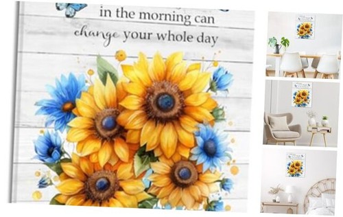 Blue and Yellow Floral Canvas Wall Art for Living Room Sunflower and