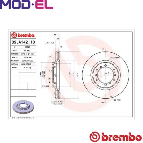 2x BRAKE DISC 09.A142.10 FOR MITSUBISHI DELICA/SPACE/GEAR L400/Bus/Van 2.5L 4cyl