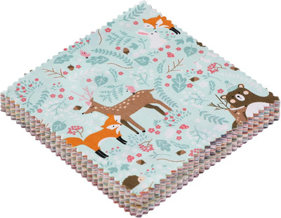 84Pcs 5X5 Inch Cotton Fabric Squares, Cartoon Animal Print Fabric Squares 5X5 fo