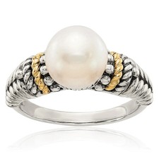 925 Sterling Silver 8mm Freshwater Cultured Pearl Statement Ring
