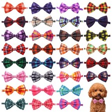 30 Pcs Plaid Dog Bow Ties Bulk Adjustable Dogs Bow Ties for Small Cats Puppy