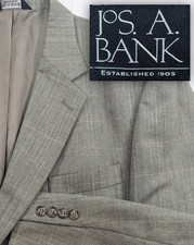 Jos. A. Bank Blazer Coat Sports Suit Jacket Wool/Linen/Silk 46R 50" Graph Check