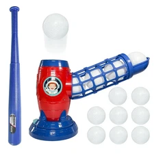 Automatic Kids Pitching Machine Set with 8 Baseballs & Bat, Electronic Baseba...