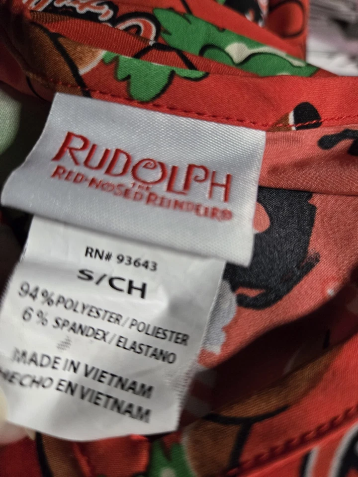 Blusa Médica NAVIDAD Talla S-Rudolph Rojo-Nariz Reno-Pecho 20.5"/L 26.5" Foto 4 de 4