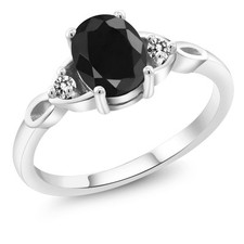 925 Sterling Silver Gemstone Birthstone and Diamond 3-Stone Ring for Women 