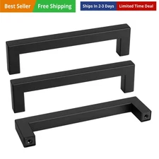 15 Pack 5 Inch Black Cabinet Handles Matte Black Drawer Pulls Stainless Steel...
