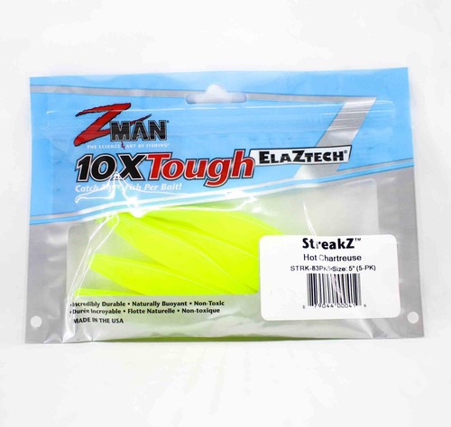 Zman Soft Leurre StreakZ 5 Pouce 5/Pack Hot Chart (0419) - Foto 1 di 6