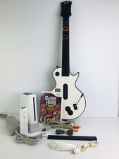 Wii Console Bundle Guitar Hero Game  Controller  Guitar  Cords  Tested 