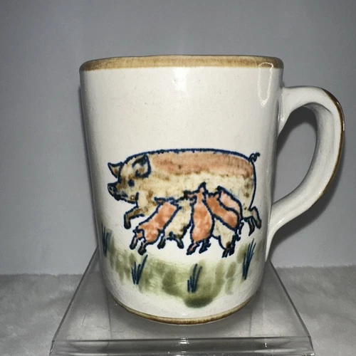 Vtg LOUISVILLE STONEWARE COFFEE TEA MUG Mama Pig Feeding Baby Piglets Farm
