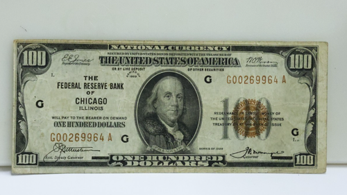 1929 100 $ National Currency Chicago G00269964A Fine