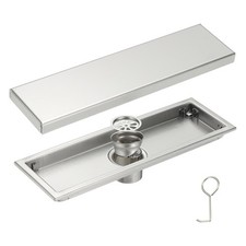 Rectangular Shower Drain Odor-proof Floor Drain(12Inch, Brushed Silver)