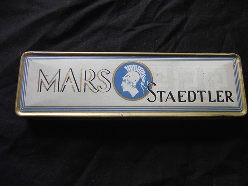 Vintage MARS J.S. Staedtler Empty Tin Pencil Box made in Germany - Foto 1 di 3