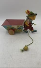 Vintage J. Chein & Co. Bunny Easter Pulling Wheels Cart Tin Pull Toy