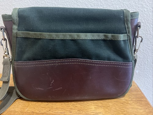 Duluth Trading Co Saddle Bag Green Canvas Brown Leather Made in USA - Picture 4 of 9