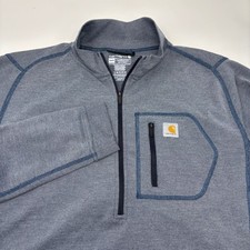Carhartt Force Medium Grayish Blue 1/4 Zip Pullover Long Sleeve Sweater