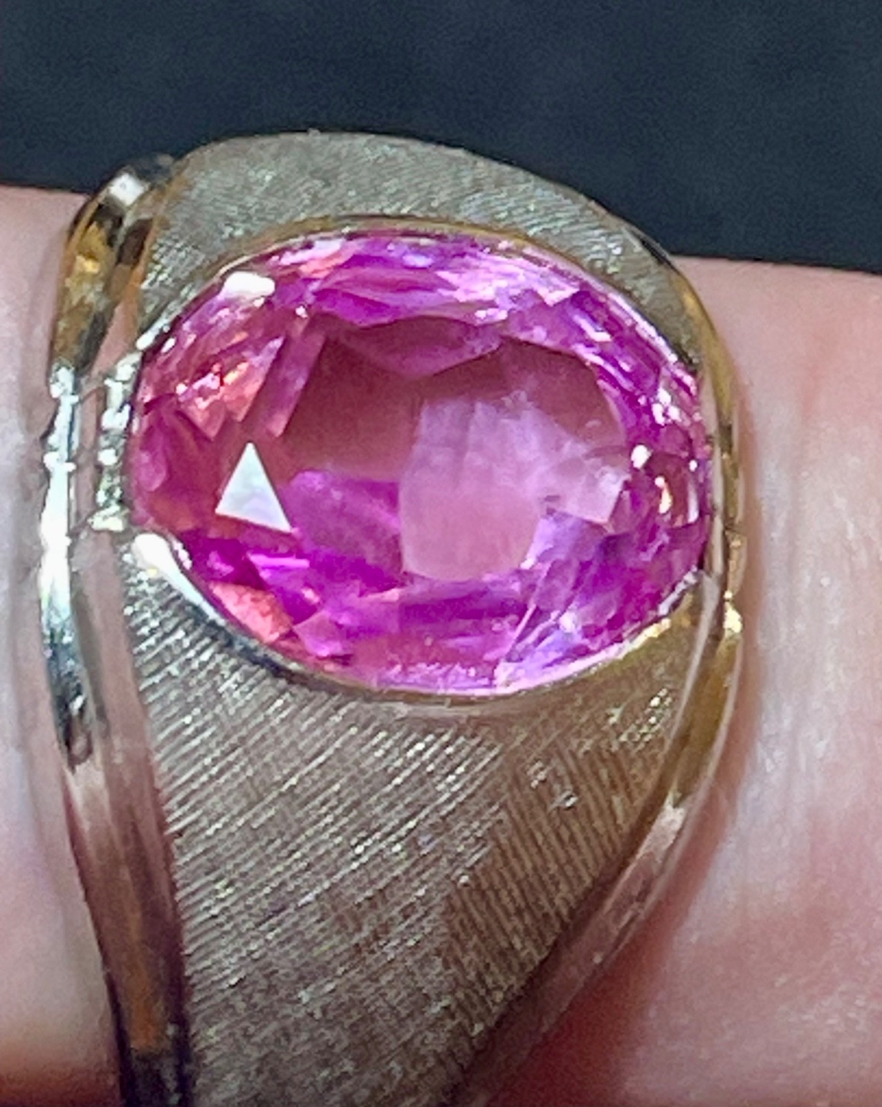 Sterling Silver Basic Handmade Chic Oval Pink Zir… - image 1