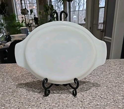 Vtg FIRE-KING Oval White Milk Glass Casserole Dish Replacement Lid Fits 433