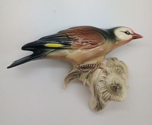 Glazed Pottery Wall Mounted Grey,Brown,Red And Yellow Bird 4347 see last photo