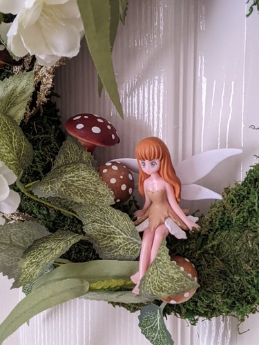 Whimsical Fairy Wreath with Toadstools. Handmade, bespoke. 10" wreath. - Picture 2 of 4