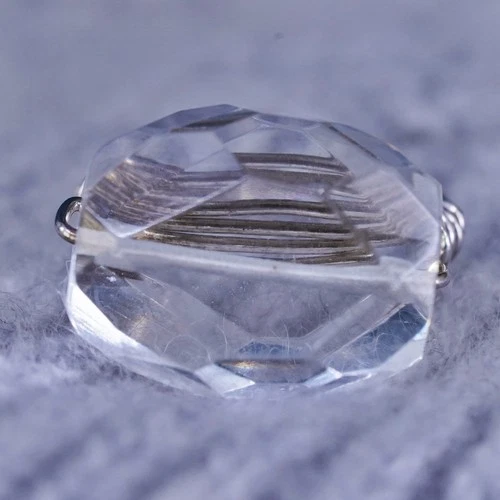 Size 5, vintage Sterling 925 silver handmade ring with clear crystal details