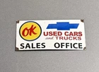 VINTAGE 14” CHEVY CHEVROLET OK USED PORCELAIN SIGN CAR GAS TRUCK OIL MOTORCYCLE