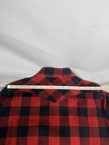 IRON HEART Heavy Flannel Block Check Western Shirt Red Size M Biker Fashion - Picture 13 of 16