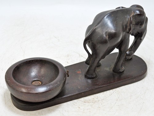 Antique Wooden Elephant Figurine Original Old Fine Hand Carved - Picture 2 of 7