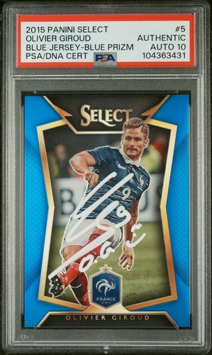 Olivier Giroud 2015 Panini Select Blue Prizm Card #5 Auto Graded PSA 10 20/299 - Picture 1 of 1