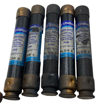 LOT OF 5 LITTELFUSE FLSR 4 POWR-GARD TIME-DELAY CURRENT LIMITING FUSE FLSR4